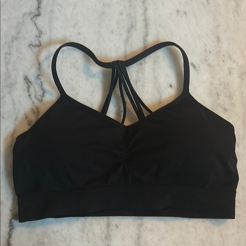 Elegant Black Strappy Sports Bra